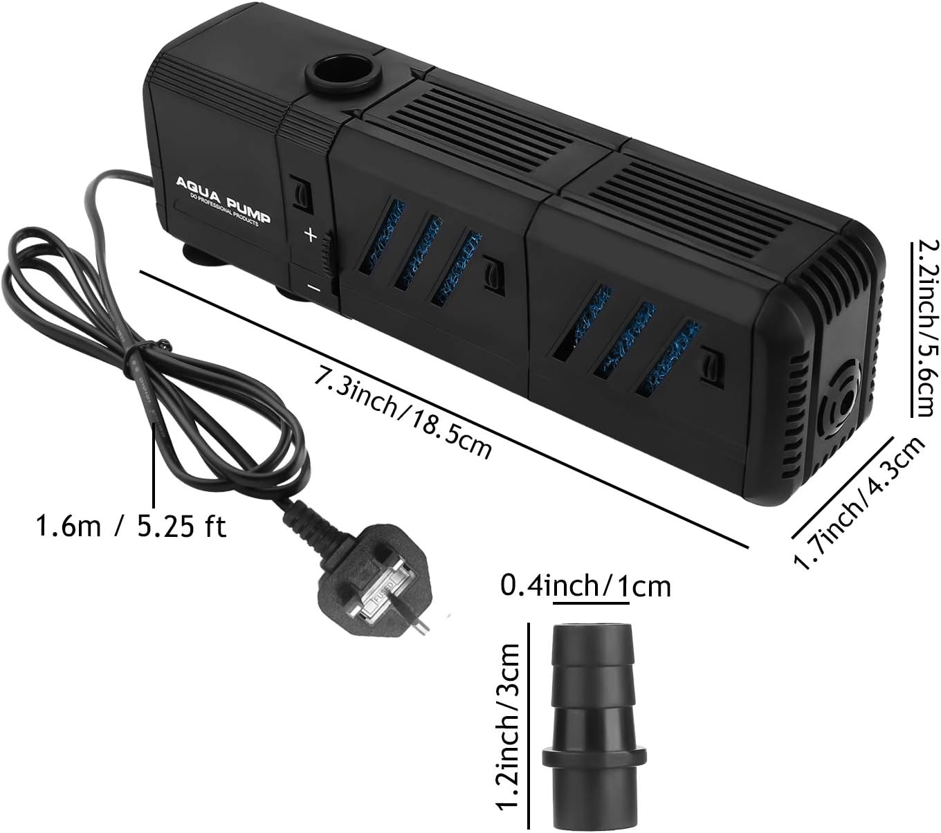 NO.17 Submersible Aquarium Internal Filter 8W, Adjustable Fish Tank Filter with 800 L/H Water Pump for 150-300L Fish Tank - Image 3