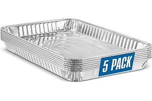 PLASTICPRO Aluminum Pans 5 Pack Disposable Cookie Sheets 9'' x 13'' Baking Pans Premium Quality Heavy Duty Cookie Sheet Pans