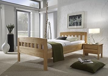 Dreams4Home Komfortbett 'Athen', Massiv, Bett, Komfort, Seniorenbett, Buche, natur, 90, 100, 120x200cm, Liegefläche:100x200 c