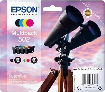 Epson 502 Multipack Ink Cartridges 4 Colour Black Cyan Magenta Yellow