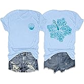Lubpow Hawaiian T Shirts for Women Oversized Aesthetic Hibiscus Flower Beach Shirt Teens Preppy Tropical Graphic Tee Tops