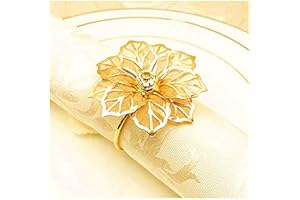 Napkin Ring, 12 Pcs Metal Napkin Buckle Holder for Wedding Party Dinner Table Decoration (Flower-Gold)
