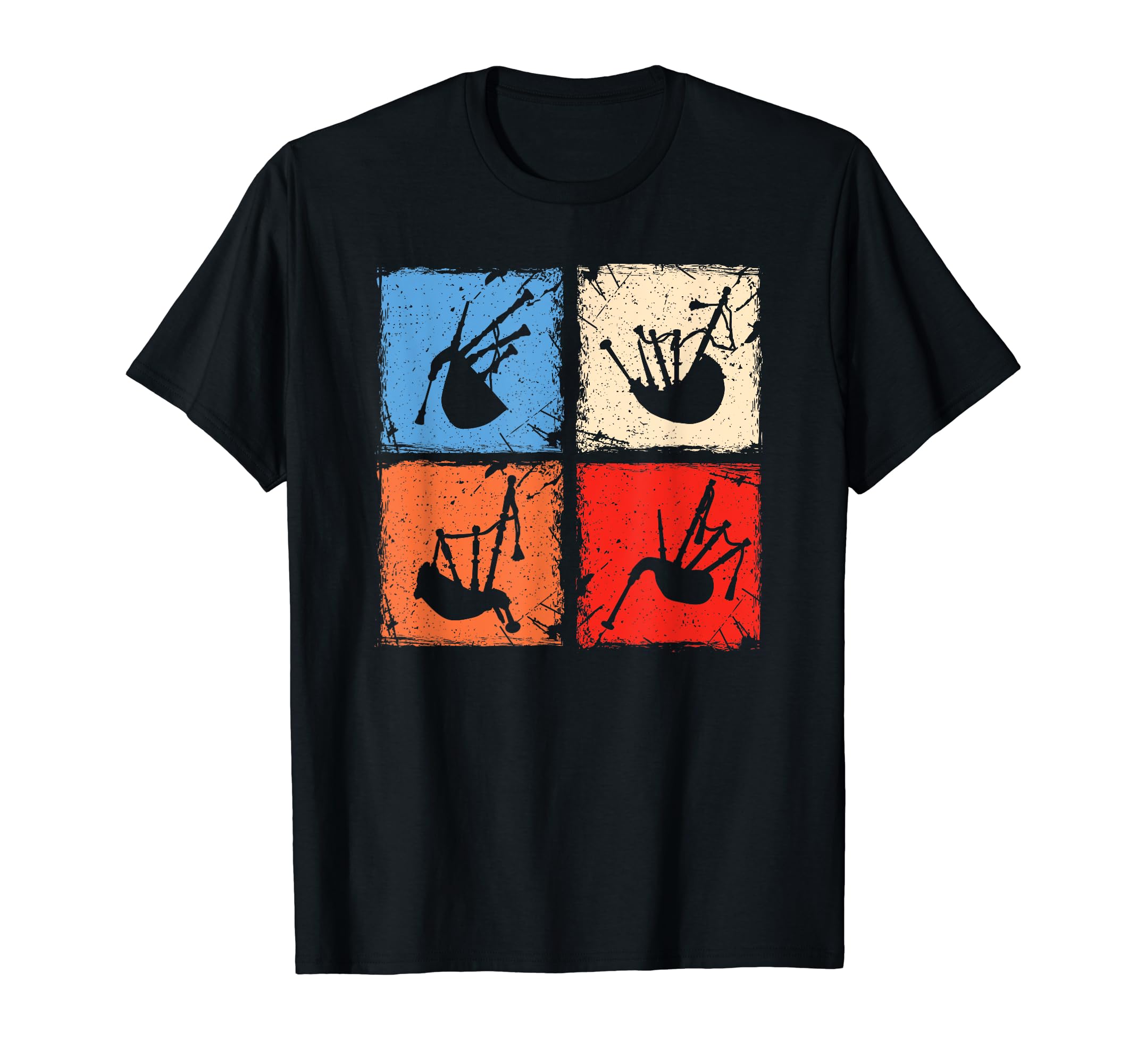 Retro Squares Bagpiper Bagpipe Bagpipes Player T-Shirt