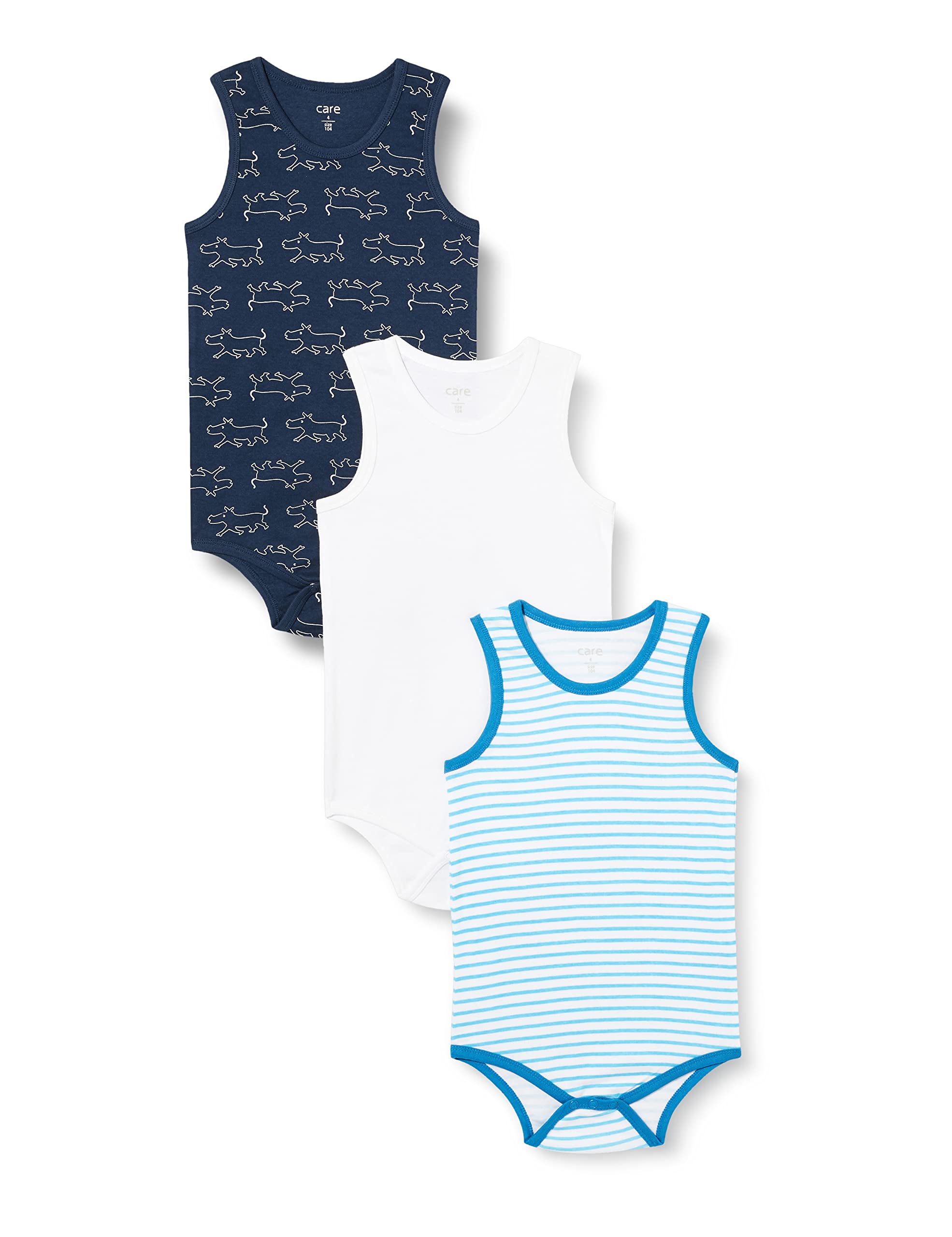 Care Body Baby Ärmellos, 3er Pack Blue (769), 50