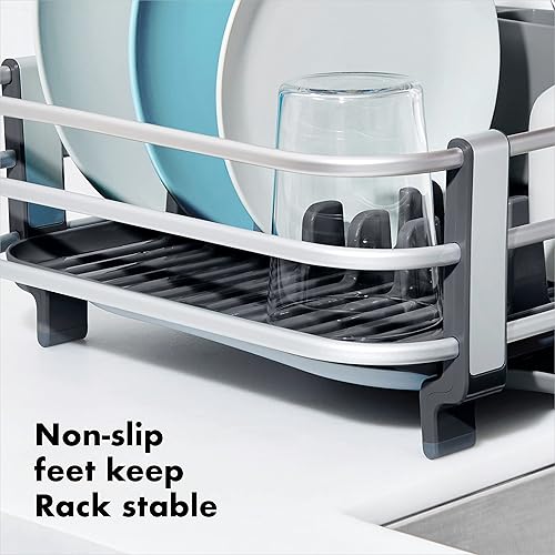OXO Good Grips Aluminum Dish Rack, Gray in Oman Whizz Dish Racks