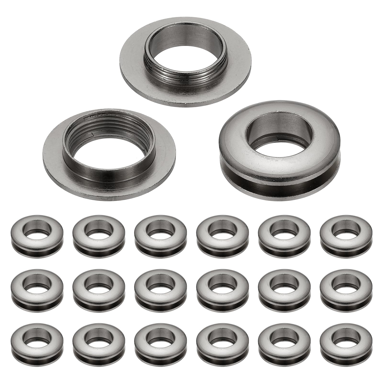 PATIKIL 15.5mm(5/8 inch) Solid Brass Hole Eyelets, 20 Pcs Arc Surface Self Backing Grommets with Washer for Shoes Clothes Crafts Bag Leather Craft, Black โ image 1