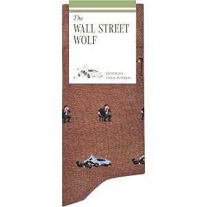 The Wall-Street Wolf Socks - Finance Bro Men's Socks - Banker Gift for Men | 1 x Pair, Size 8-13, Mahogany, Premium Cotton Bl