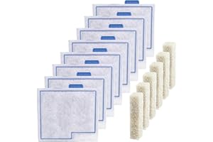 PRYITIER Medium Filter Cartridge Replacement Compatible with Aqueon QuietFlow LED PRO Power Filter Size 10/Power Filter Size 10/E Internal Power Filter Size 20 (8+6 Counts Ammonia Reducer Filter Pads)