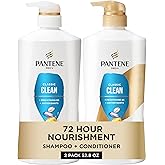 Pantene Shampoo & Conditioner Set, Classic Clean - Pro-V Nutrients for Dry, Color-Treated Hair, Healthy Looking Hair Every Wash, Antioxidant-Rich, 52.8 Oz Total + Miracle Rescue Shot (0.5 Oz)