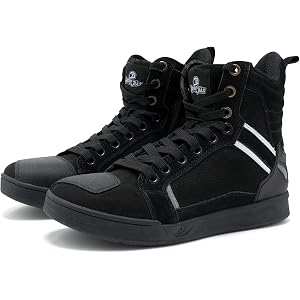BORLENI Men's Motorcycle Riding Boots Road Street Cruiser Commuter Shoes | Street Riding & Outdoor Trekking Shoes, Side Zippe