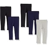 Amazon Essentials Girls' Cotton Stretch Leggings, Multipacks