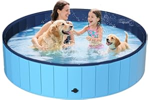 UCCY Foldable Dog Pool for Large Dogs Hard Plastic Kiddie Swimming Pool Non-Slip Portable Dog Bathtubs Collapsible Multi-Use Whelping Box Ball Pit Outdoor Pool for Backyard Duck Pond Blue XXL-72"x12"