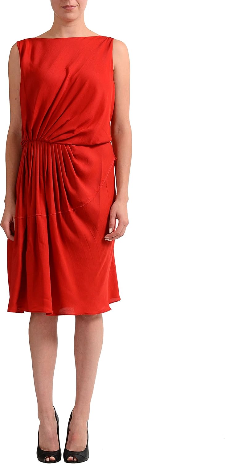 red sleeveless wrap dress