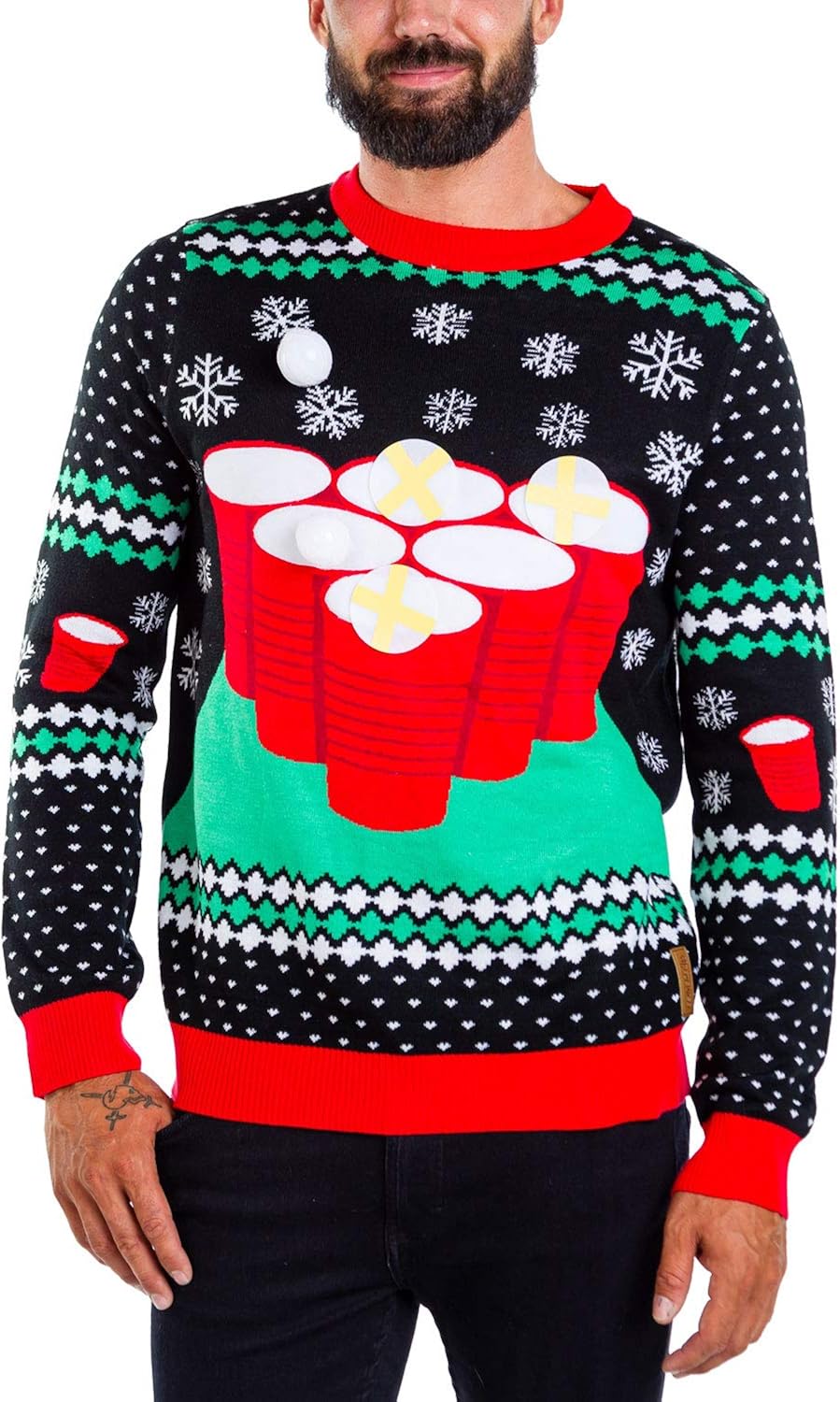 Tipsy Elves Men's Drinking Game Ugly Christmas Sweater - Funny Christmas Sweater at  Men’s Clothing store