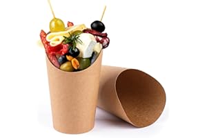 MOLFUJ 12 Oz French Fries Holder, 50 Pcs Kraft Paperr Charcuterie Cups Disposable, Mini Brown Party Serving Boxes Containers for Popcorn, Appetizer, Dessert, Cheese, Wedding Food