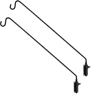 Gray Bunny Heavy Duty Wall Mounted Deck Hook/Wall Pole, 37 Inch, 2-Pack, Wall Bracket for Bird Feeders, Planters, Suet Baskets, Lanterns, Wind Chimes and More!