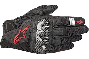 Alpinestars Men's SMX-1 Air v2 Motorcycle Riding Glove, Black/Fluorecent Red, Large