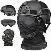 VPZENAR Airsoft Helmet,Black Tactical Helmet,Airsoft Mask Mesh,Elastic Balaclava Mask, Anti Fog Airsoft Goggles, Tactical Full Face Protection, Airsoft Accessories,Military Gear