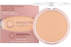 Mineral Fusion Pressed Powder Foundation - Matte Finish Face Powder for Medium Skin with Yellow Undertones - Age Defying Natural Makeup - Talc Free, Vegan, Hypoallergenic (Warm 2)