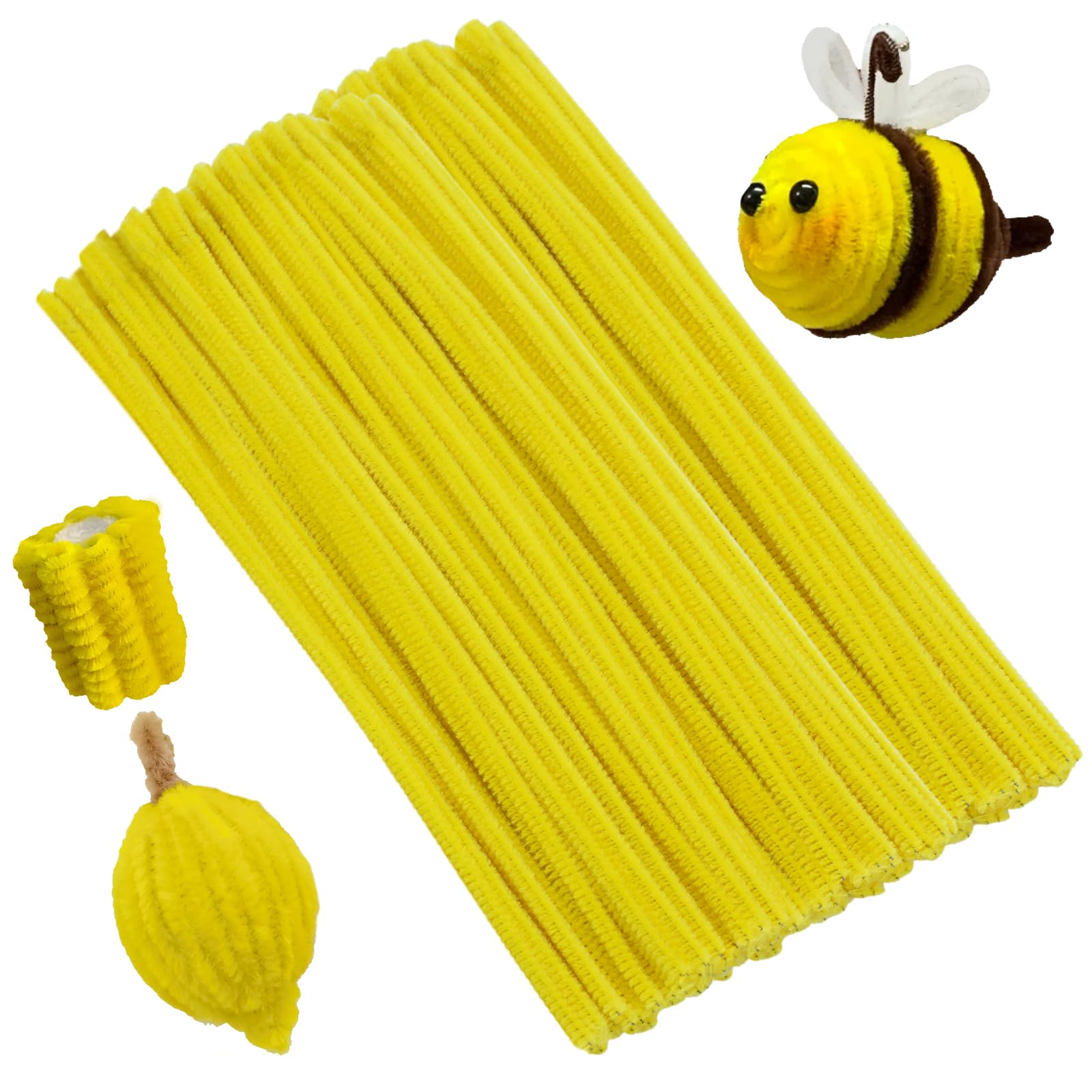 100 Pcs Pipe Cleaners, Yellow Pipe Cleaners for Craft, Pipe Chenille Stems Supplies for Flowers DIY and Project Decoration