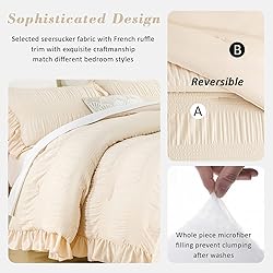 ALEISSEL Beige Comforter Queen Size Seersucker