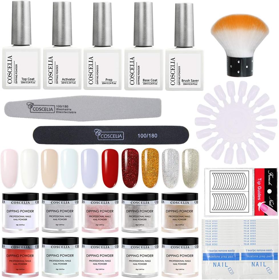 10 Colors Dip Powder Nail Starter Kit Dipping Powder System for French Nail Manicure Set
