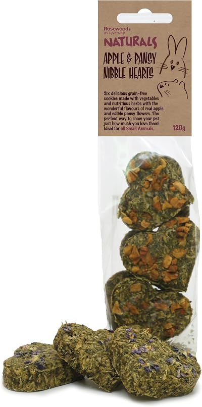 Rosewood Apple & Pansy Nibble Hearts Small Animal Treats 120g