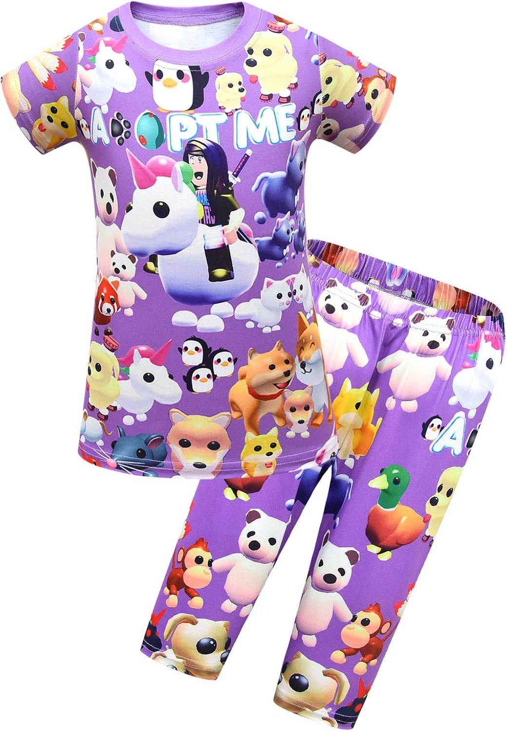 Buy Kids Girls Novelty Pajamas TShirt Set Game Adopt Pets Animals
