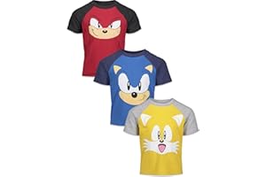 SEGA Sonic the Hedgehog 3 Pack Raglan T-Shirts Toddler to Big Kid Sizes (2T - 18-20)
