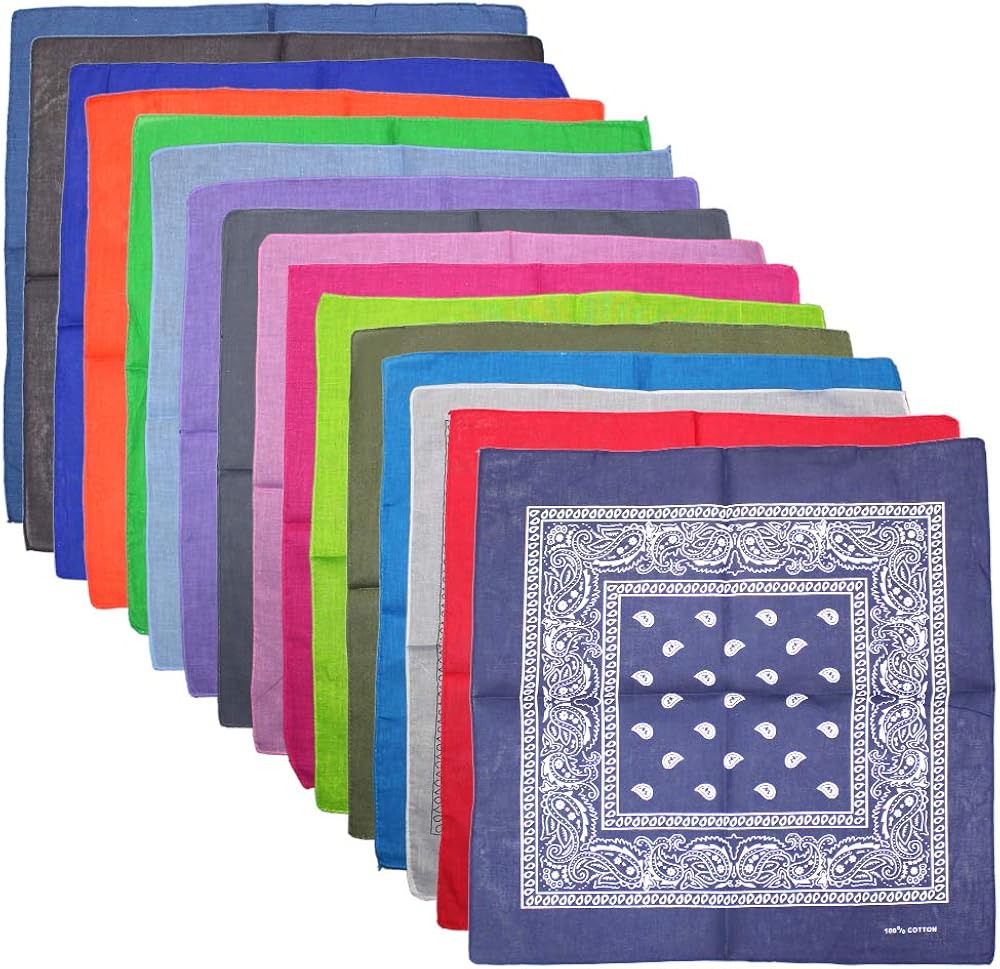 MAXG 16 Colors Cotton Bandanas Paisley Headbands Cowboy Bandana