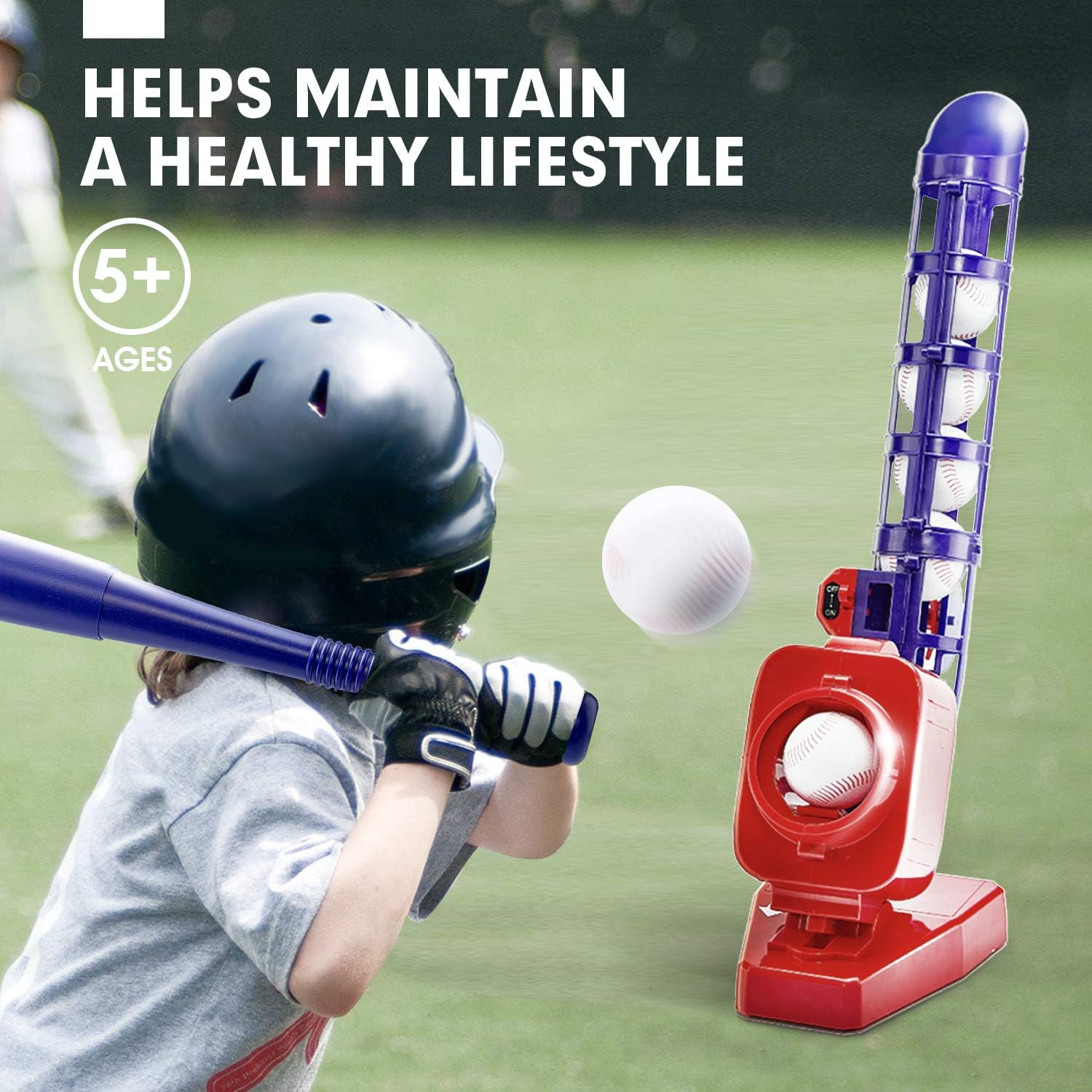CubicFun Baseball Pitching Machine for Kids Outdoor Toys for Kids 6-12 Boys Girls, Baseball Tennis Training Outdoor Toy for Boys 5-7 Automatic Pitcher 10 Eva Balls, Toys for 5 Year Old Boys: Sports & Outdoors
