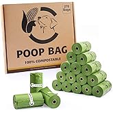 Certified Home Compostable Dog Poop Bags, 270 Plant Based Bags (18 Rolls) | T&Uuml;V AUSTRIA Home Compost, ASTM D6400, EN 13432 and NF T51-800 Certified, Extra Thick, Unscented, Leak Proof, Cornstarch