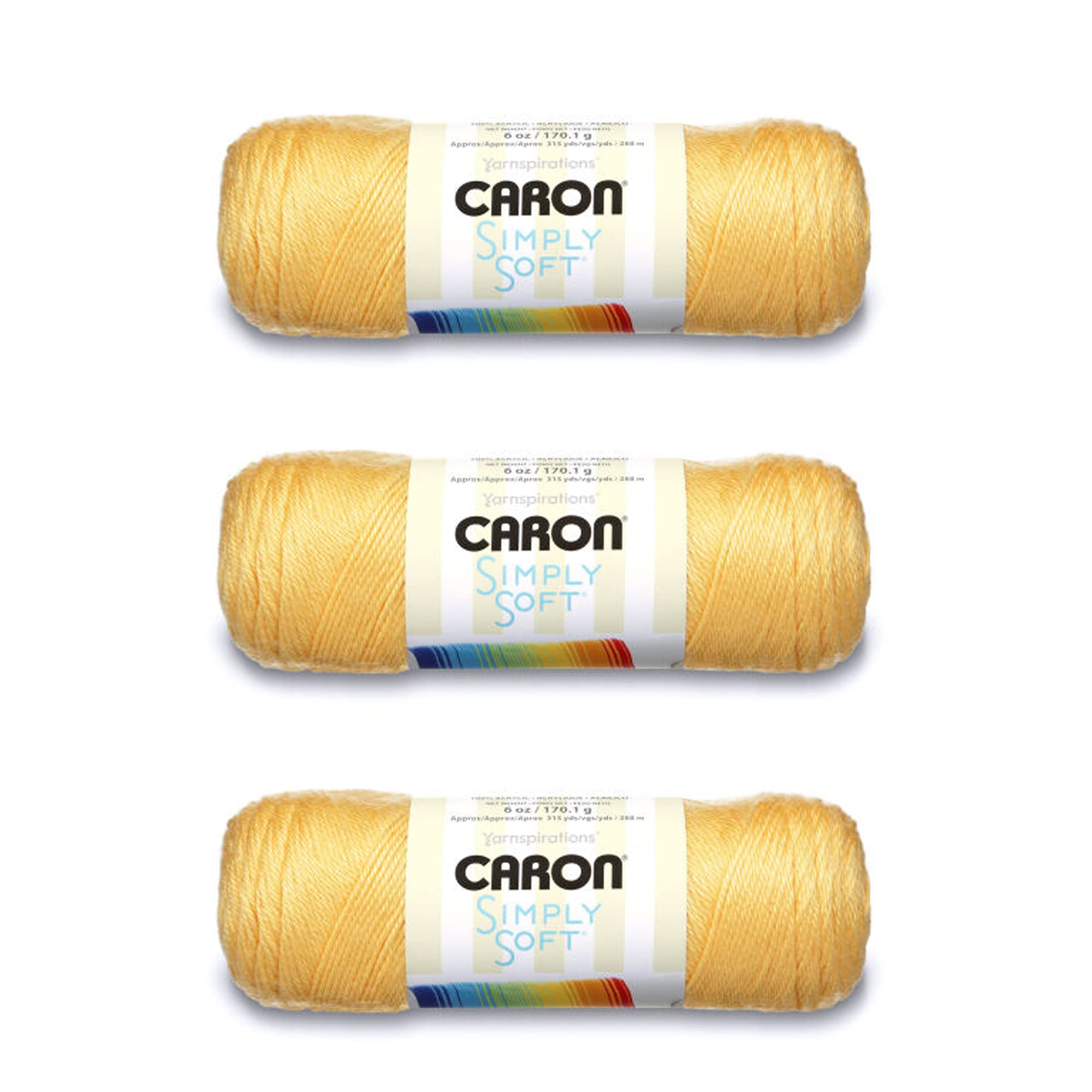 Caron Simply Soft Sunshine Yarn - 3 Pack of 170g/6oz - Acrylic - 4 Medium (Worsted) - 315 Yards - Knitting/Crochet — image 1