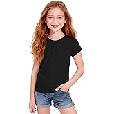 Girls Short Sleeve Shirts Cotton Crew Neck T-Shirt Kids Plain Tees Tops Size 5-12 Years