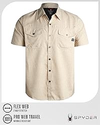 Spyder Mens Short Sleeve Button Down Shirts