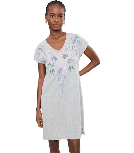 johnny was white dress Women's Drawstring Tank Top in White, Size Large, Floral neckline and an empire waist Johnny Was Shift Field Dress