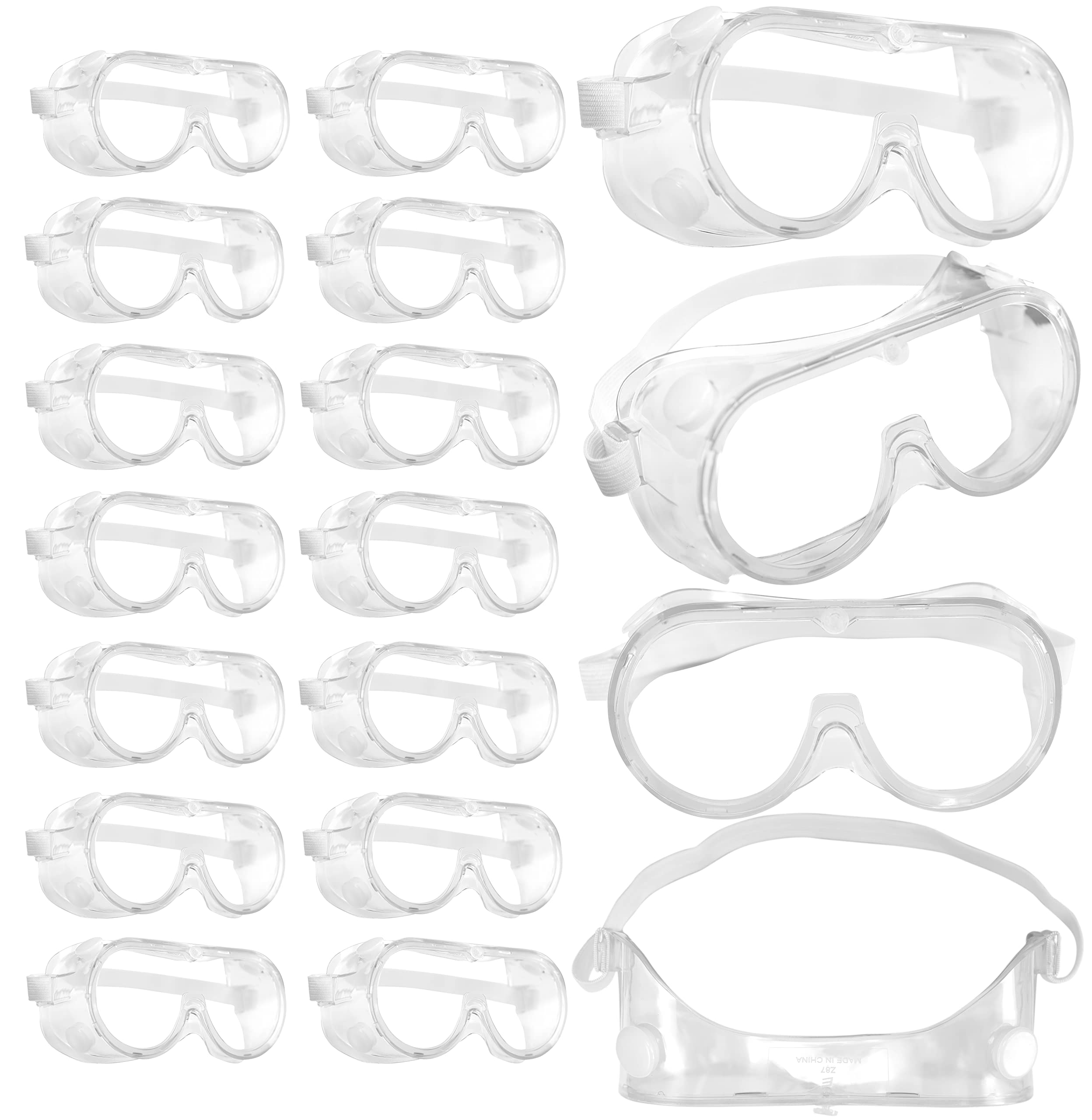 Photo 1 of Harrier Hardware 20 -Pack Safety Goggles Eye Protection - Ventilated Anti-Fog Scratch Resistant Eyewear (20)