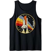 NASA Space Shuttle Rainbow Retro Circle Poster Tank Top