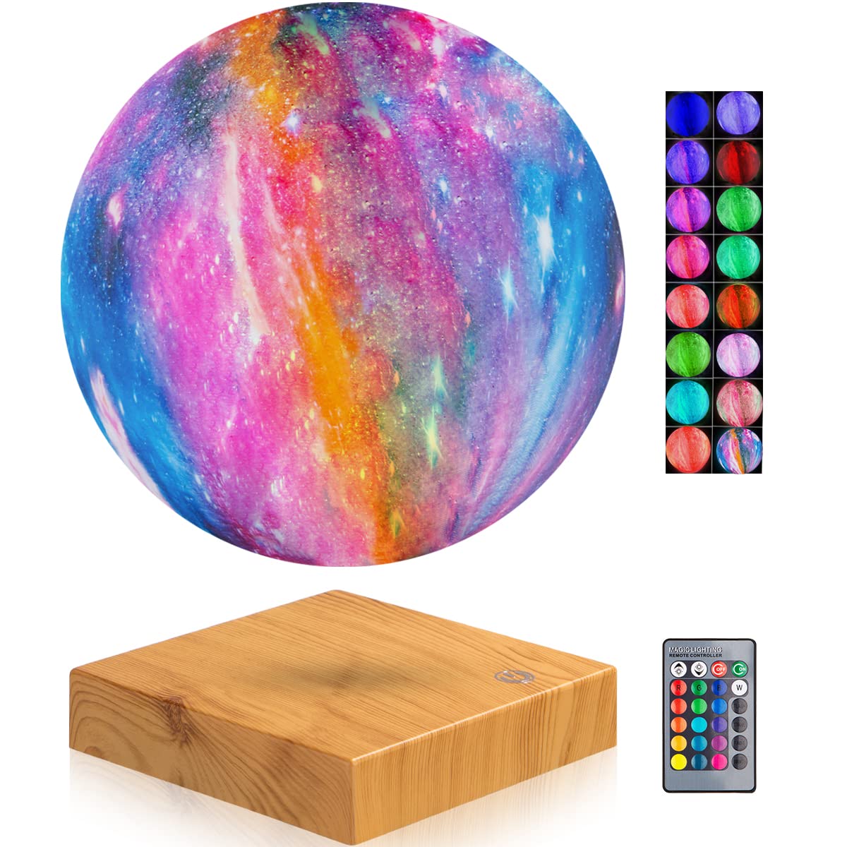 VGAzer Levitating Moon Lamp.Floating and Spinning in Air,Night lamp for Office,Home,Decro,Gifts.Christmas (16 Colors Galaxy Surface)
