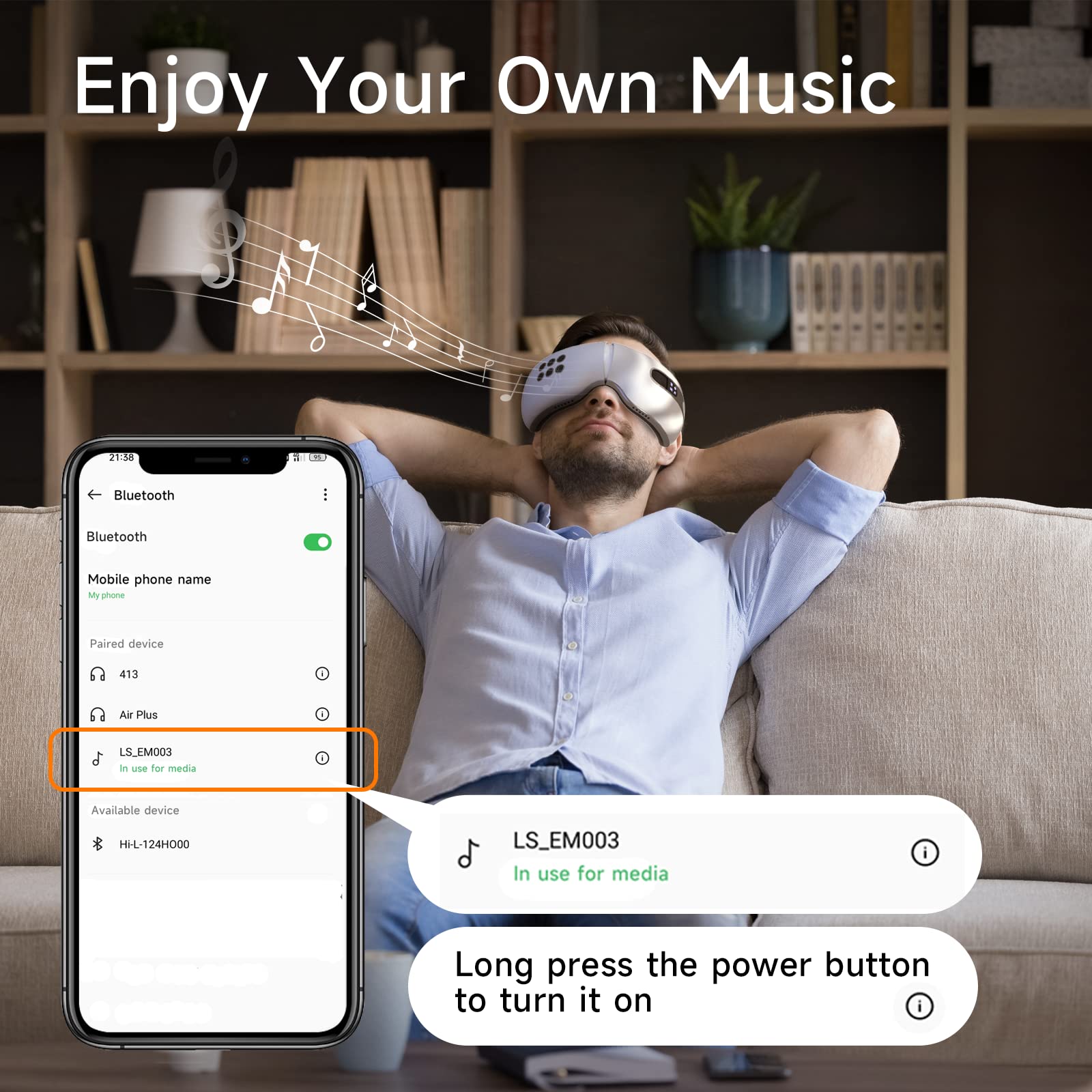 fmlave Eye Massager with Heat and Cooling for Migraines, Dry Eyes, Dark Circles, Rechargeable Bluetooth Music Cold Heated Eye Massager Improve Sleeping - Gifts for Women and Men (White)