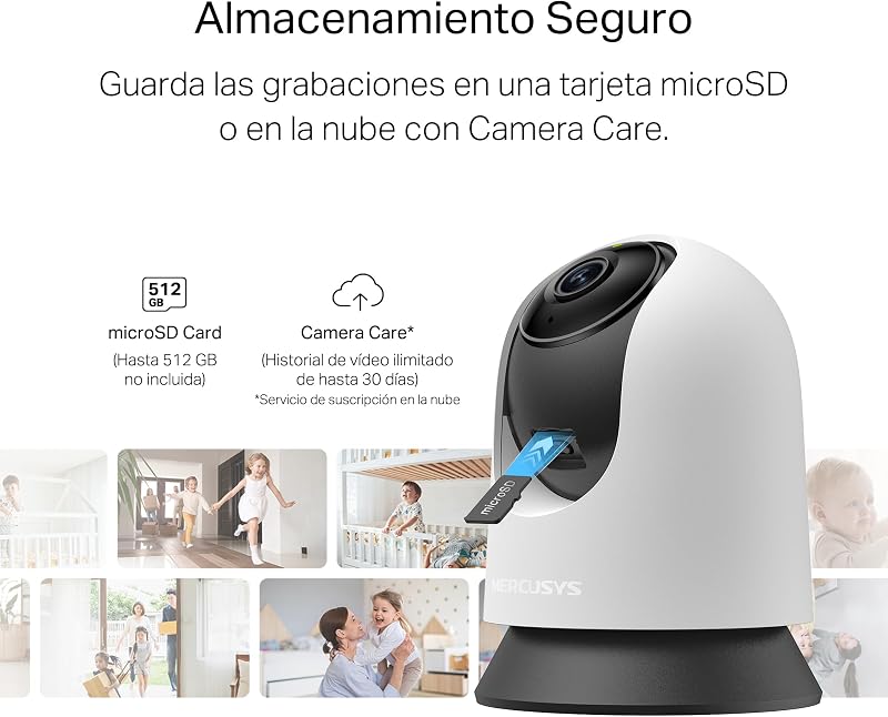 MC210 - Cámara vigilancia wifi interior 360°, 2K 3MP, Bebé