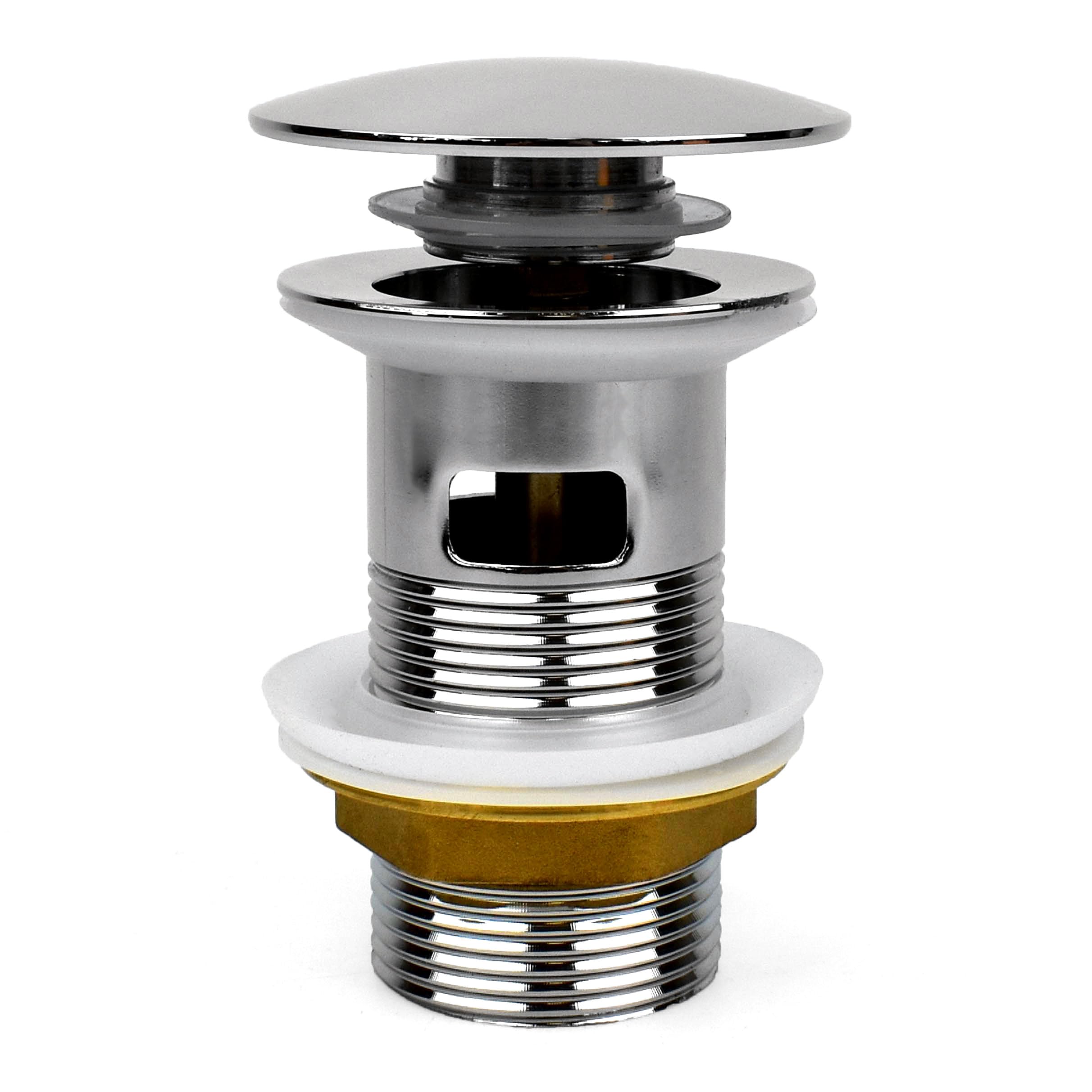 Xcel Home 1x Slotted Basin Waste | Chrome Dome Click Clack Sink Plug | Pop-Up Sink Plug Replacement | Solid Brass Construction | Standard G 1 1/4" BSP Connection | Sink Plug for Bathroom & Kitchen — image 1