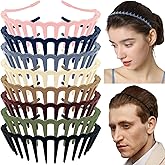 SHEHARUHI 8 PCS Zig Zag Headbands for Women and Girls Shark Teeth Plastic Hair Band 90s Non Slip Comb Spike Clear Headband