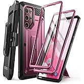 SUPCASE for Samsung Galaxy S22 Ultra Case with Stand, [Unicorn Beetle Pro] [2 Front Frames] [Built-in Screen Protector & Belt-Clip] Military-Grade Protection Phone Case for Galaxy S22 Ultra, Wine