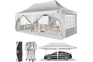 COBIZI 10x20 Pop Up Canopy with Sidewalls,Waterproof & UV50+,Tents for Parties,Outdoor Gazebo for Backyard,Suitable for Weddings, Events,and Markets,Vending White