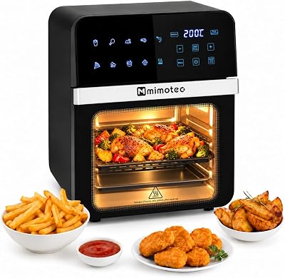 – Friggitrice ad aria Vera Touch 10L, Senza olio, 1800W, 10 programmi digitali, Touch Screen, Funzione grill, Timer regolabile, 2 livelli, Temperatura 80-200°C, Cottura sana