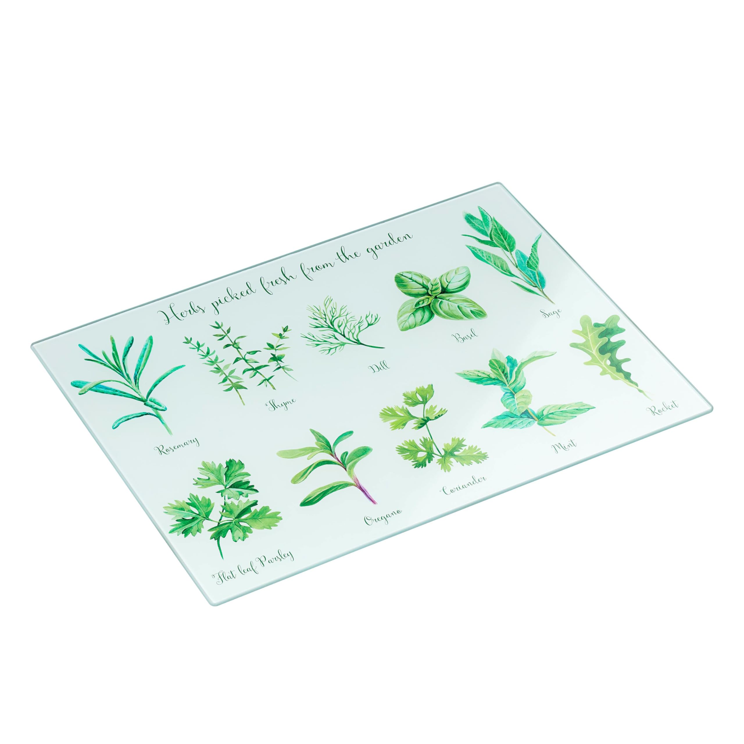 Tala Herbs Design Toughened Glass Work Top Saver, Non-Slip, Multi-Functional, Measuring 30cm x 40cm