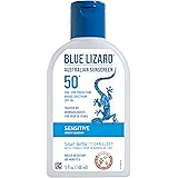 BLUE LIZARD Sensitive Mineral Sunscreen with Zinc Oxide, SPF 50+, Water Resistant, UVA/UVB Protection with Smart Bottle Techn