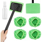 homfanseec Windshield Cleaner Tool, Car Window Cleaner with Extendable Handle,5 Reusable Microfiber Pads,Windshield Cleaning Tool,Auto Glass Wiper for Car Detailing,Home Windows(Green)