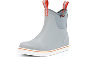 Showave Men's Deck Boots Waterproof Ankle Rubber Rain Boots for Boating Sailing Fishing